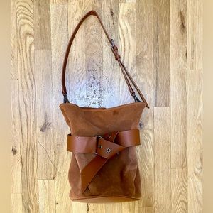 Sam Edelman Brown Suede Leather Shoulder Bag